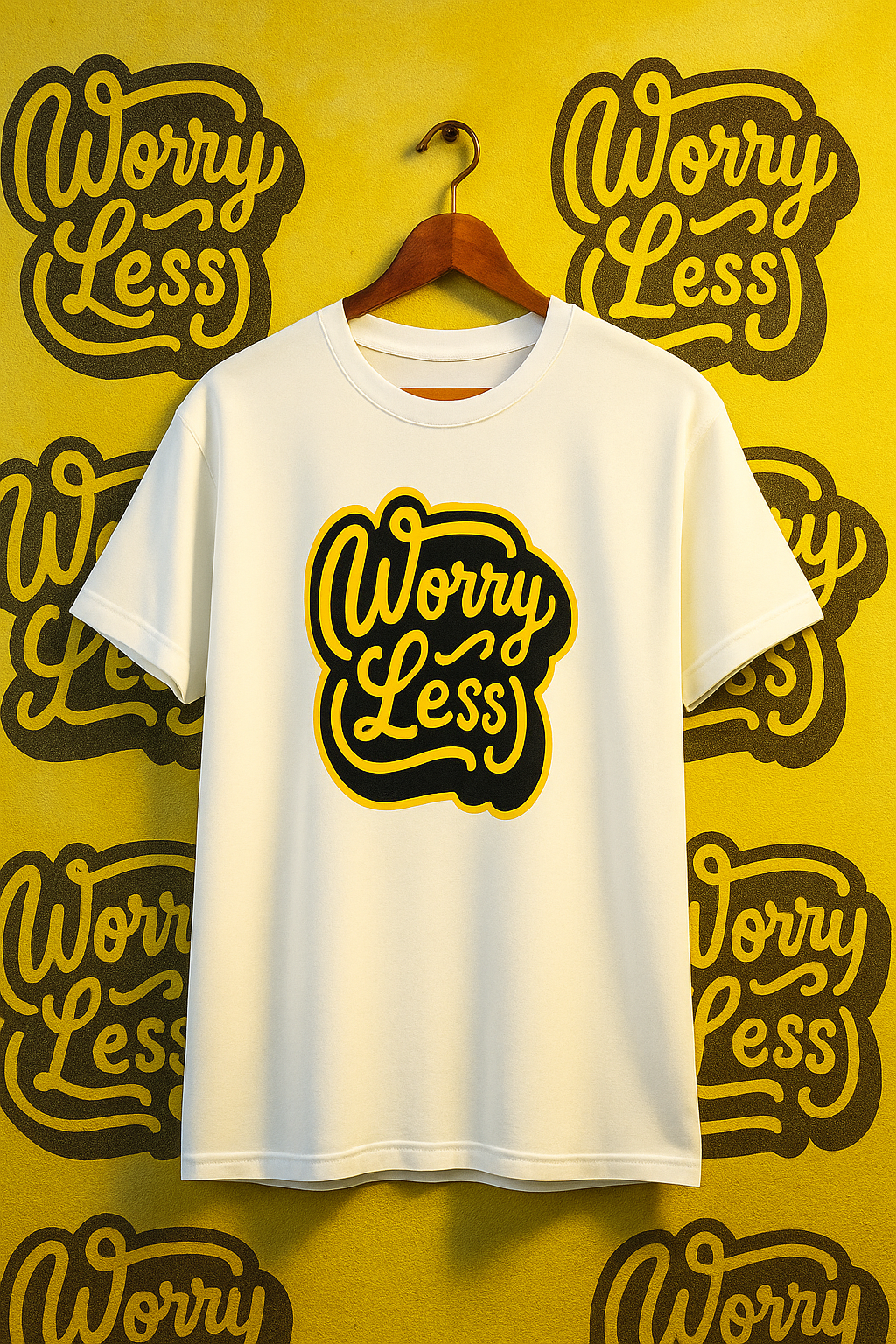 Worry Less – Minimalist White Graphic Tee