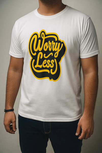Worry Less – Minimalist White Graphic Tee