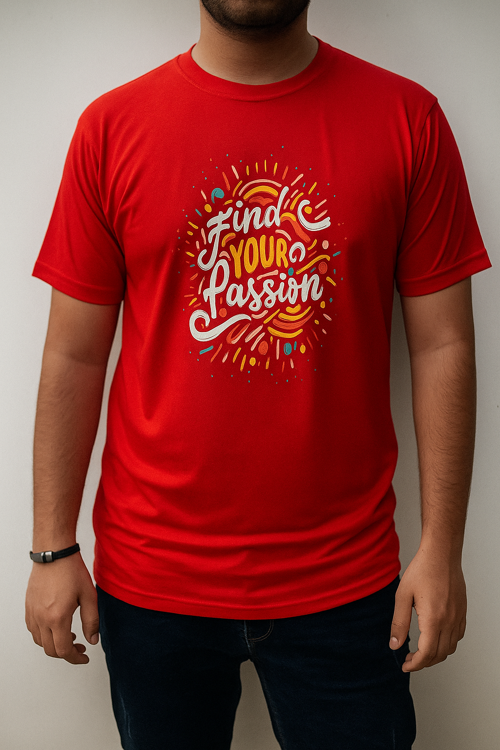 Find Your Passion – Bold Red Motivational T-Shirt