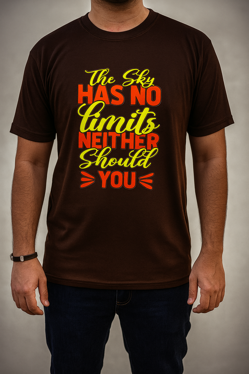 Brown printed t shirt