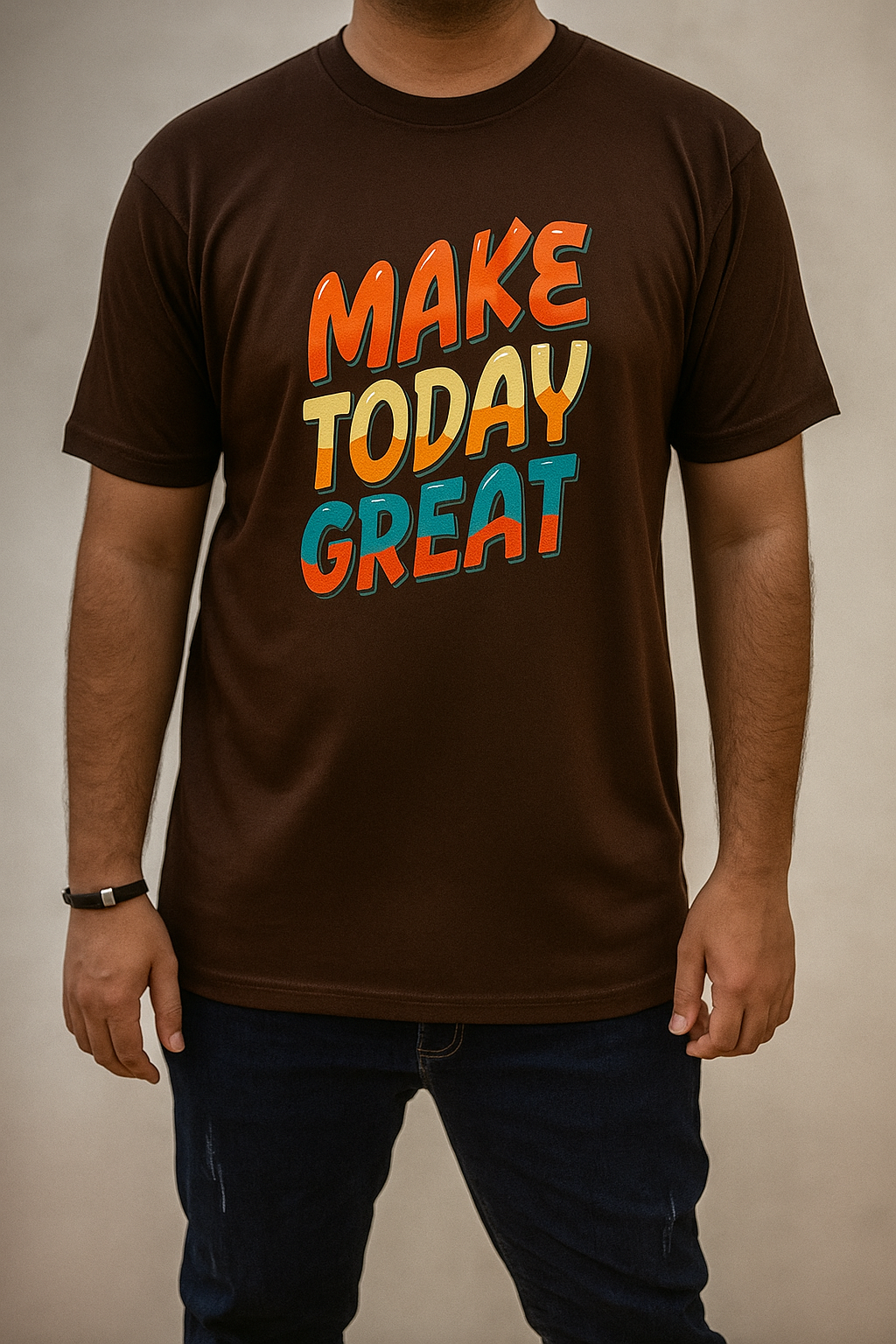 Brown printed T-Shirt
